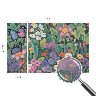 Vlies-Fototapete fürs Kinderzimmer mit einer bunten Blumenillustration