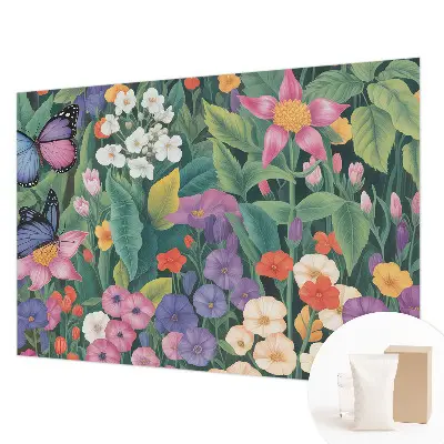 Vlies-Fototapete fürs Kinderzimmer mit einer bunten Blumenillustration