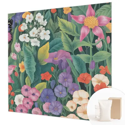 Vlies-Fototapete fürs Kinderzimmer mit einer bunten Blumenillustration
