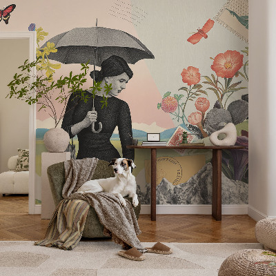 Vliestapete fürs Schlafzimmer mit romantischer Collage