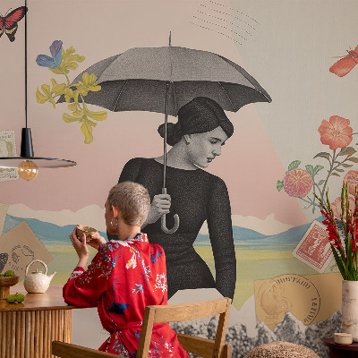 Vliestapete fürs Schlafzimmer mit romantischer Collage