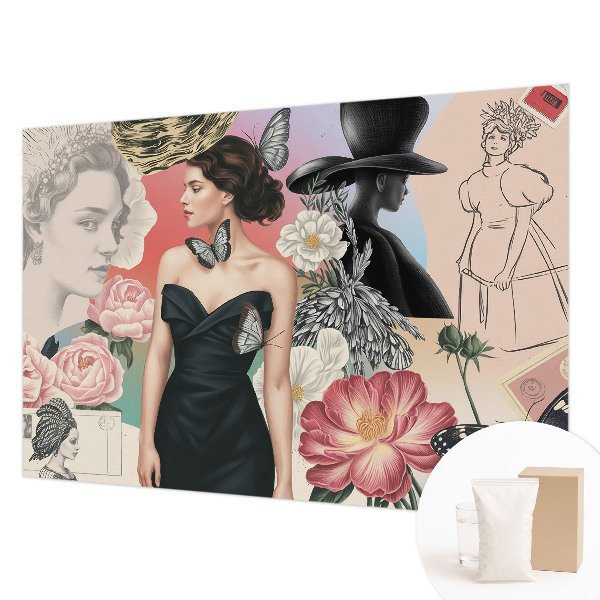 Moderne Vlies-Fototapete mit Blumen- und Portraitmotiven