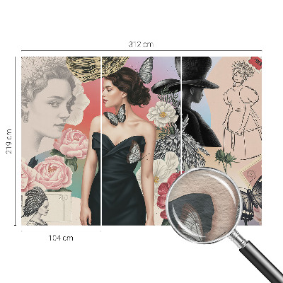 Moderne Vlies-Fototapete Blumen und Porträts