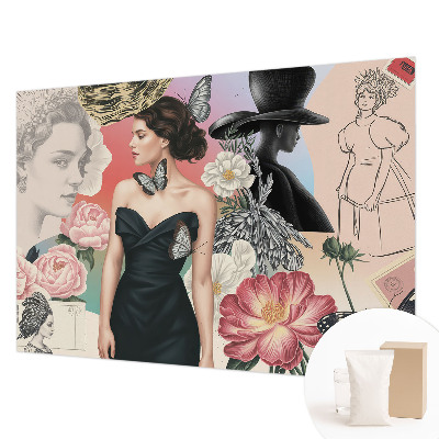 Moderne Vlies-Fototapete mit Blumen- und Portraitmotiven