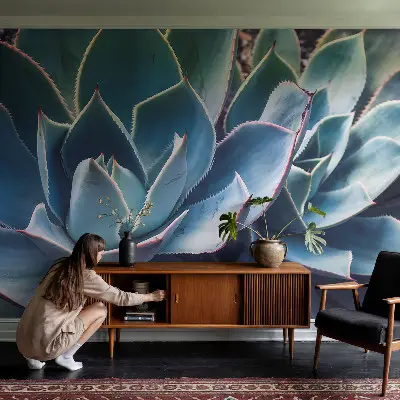 Vlies-Fototapete fürs Schlafzimmer mit grünem Aloe‑Motiv