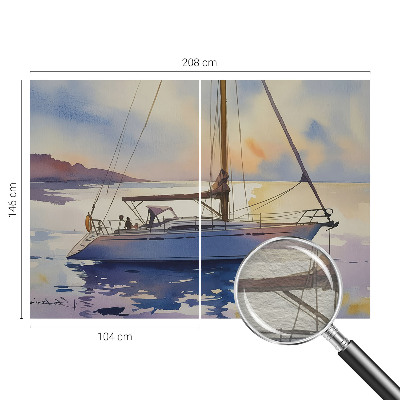 Moderne Vlies-Fototapete mit Motiv eines Segelboots im Westen
