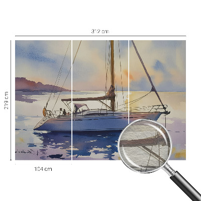 Moderne Vlies-Fototapete mit Motiv eines Segelboots im Westen
