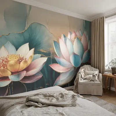 Fototapete nach Maß mit Lotusblumen-Motiv der Harmonie