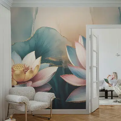 Fototapete nach Maß mit Lotusblumen-Motiv der Harmonie