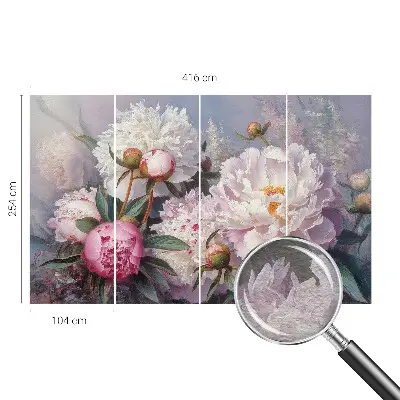 Dekorative Wand-Fototapete mit Motiv eines Pfingstrosenstraußes