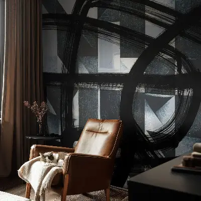 Vlies-Fototapete fürs Wohnzimmer mit ausdrucksstarkem geometrischem Motiv