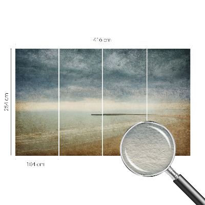 Vlies-Fototapete fürs Schlafzimmer mit nostalgischer Landschaftsillustration