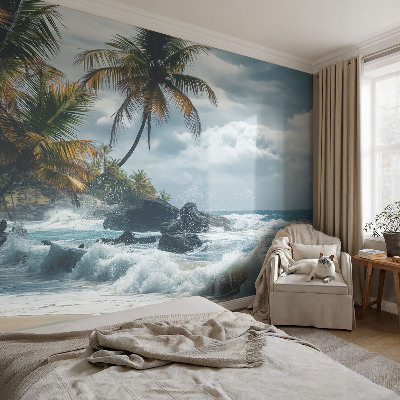 Moderne Vlies-Fototapete mit Motiv eines exotischen Strandes