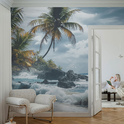 Moderne Vlies-Fototapete mit Motiv eines exotischen Strandes
