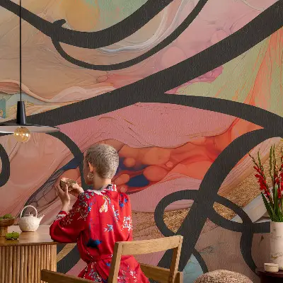 Fototapete fürs Kinderzimmer in fröhlichen Farben mit dynamischem Design