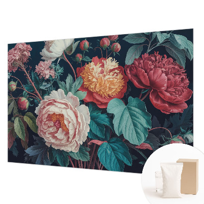 Fototapete fürs Wohnzimmer mit bunten Blumenmotiv