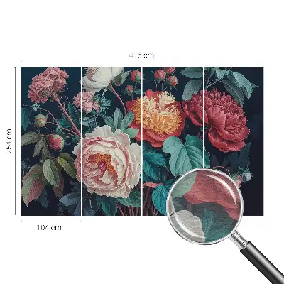 Fototapete fürs Wohnzimmer mit bunten Blumenmotiv