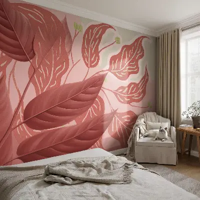 Fototapete fürs Schlafzimmer mit Motiv aus Bio-Blättern