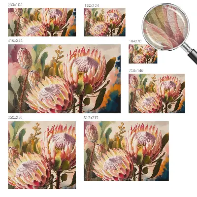 Fototapete fürs Kinderzimmer mit Protea‑Blüten
