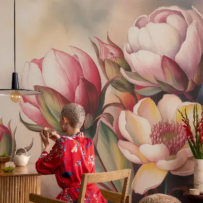 Motivtapete aus Vlies mit einem Blumenstrauß als Motiv