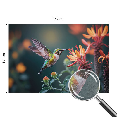 Vlies-Fototapete fürs Wohnzimmer mit Kolibri- und Blumenmotiv
