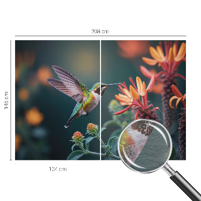 Vlies-Fototapete fürs Wohnzimmer Kolibri-Blumen