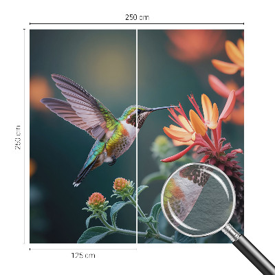 Vlies-Fototapete fürs Wohnzimmer mit Kolibri- und Blumenmotiv