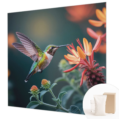 Vlies-Fototapete fürs Wohnzimmer Kolibri-Blumen