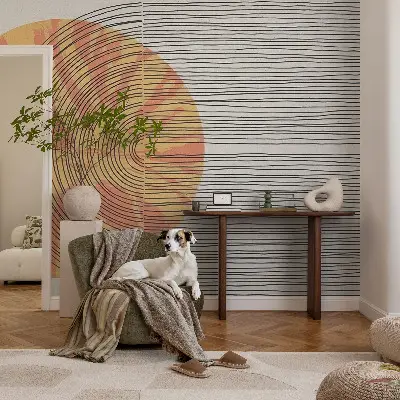 Vliestapete fürs Schlafzimmer mit kreisförmigem Linienmotiv