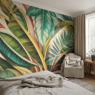 Wandtapete mit exotischem Blattmotiv