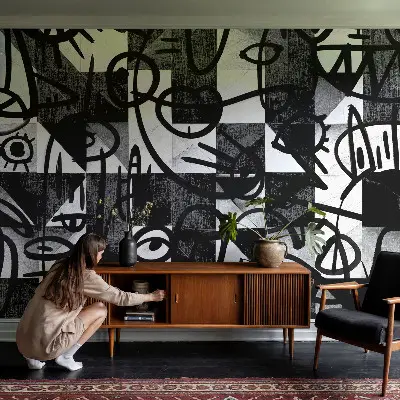 Vlies-Fototapete fürs Schlafzimmer mit Motiv „Chaos zeichnen“