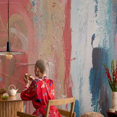 Fototapete fürs Schlafzimmer mit farbenfrohen abstrakten Motiven