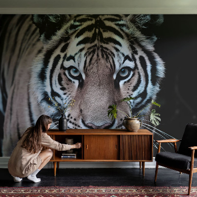 Motivtapete aus Vlies mit einem Tigerporträt als Motiv