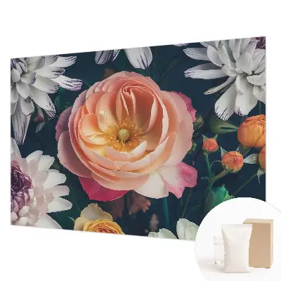 Vliestapete fürs Wohnzimmer mit floralem Motiv