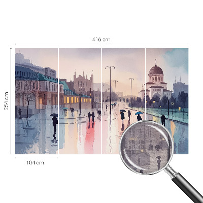 Fototapete nach Maß mit dem Motiv „Ein Spaziergang im Regen“