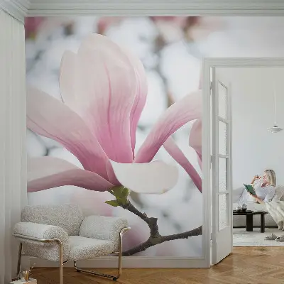 Dekorative Wand-Fototapete mit Motiv von Magnolienblüten