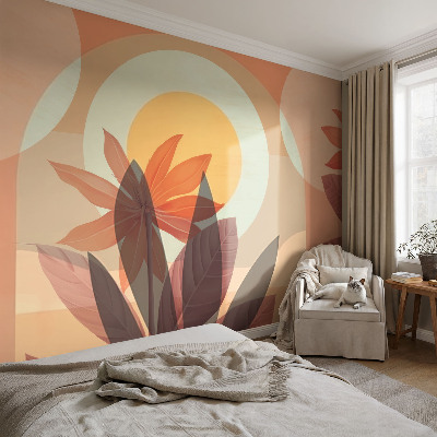 Vlies-Fototapete fürs Wohnzimmer mit floraler abstrakter Musterung