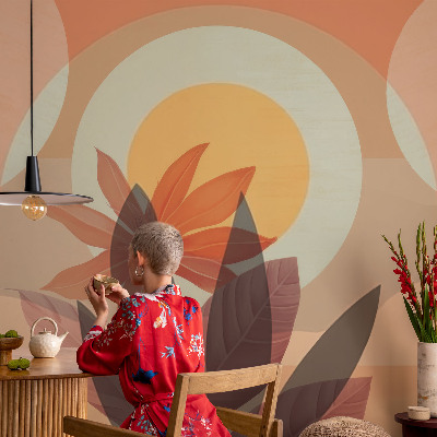 Vlies-Fototapete fürs Wohnzimmer mit floraler abstrakter Musterung