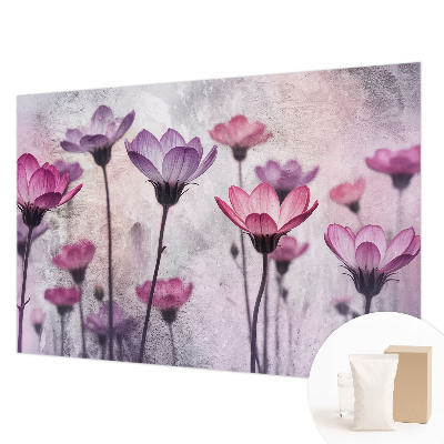 Vliestapete fürs Schlafzimmer mit pastellfarbenem Blumenmotiv
