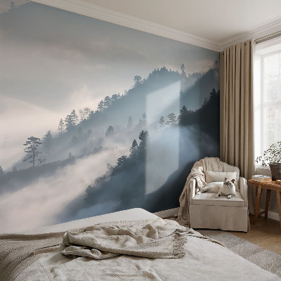 Bedruckte Vlies-Fototapete mit nebliger Landschaft als Motiv