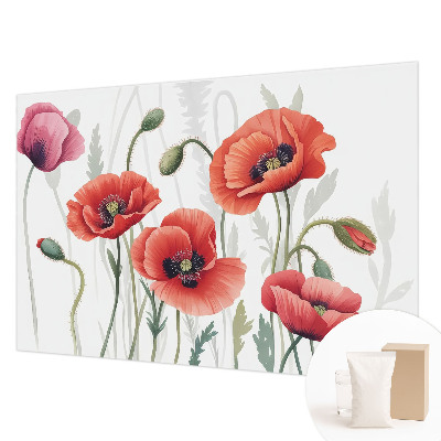 Wand-Fototapete mit Motiv roter Mohnblumen