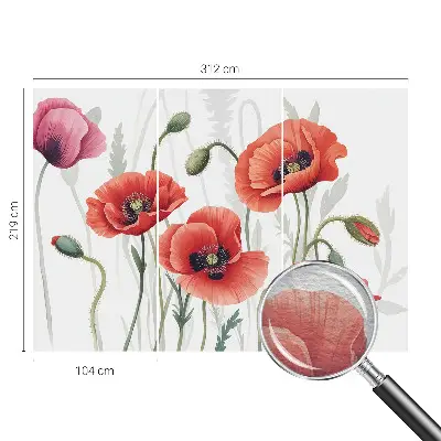 Wand-Fototapete mit Motiv roter Mohnblumen