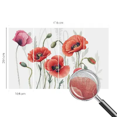 Wand-Fototapete mit Motiv roter Mohnblumen