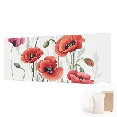Wand-Fototapete mit Motiv roter Mohnblumen