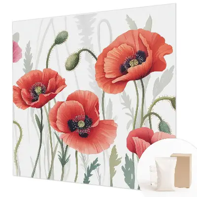 Wand-Fototapete mit Motiv roter Mohnblumen