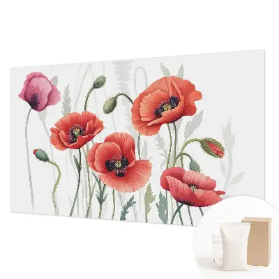 Wand-Fototapete mit Motiv roter Mohnblumen