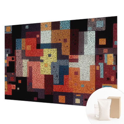 Fototapete fürs Schlafzimmer mit bunten Formen als dekoratives Wandmotiv
