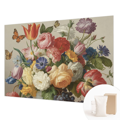 Vliestapete fürs Schlafzimmer Blumen und Schmetterlinge