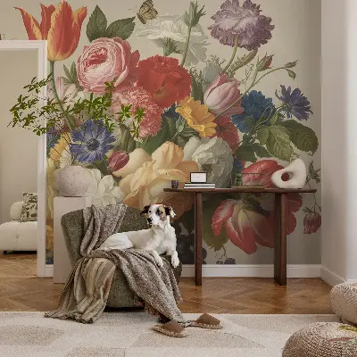 Vliestapete fürs Schlafzimmer mit Blumen- und Schmetterlingsmotiven