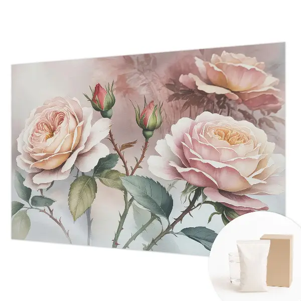 Fototapete fürs Wohnzimmer mit Pastellrosen als Motiv